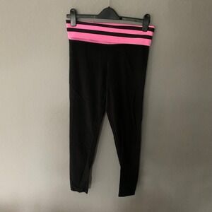 Pink Victoria's Secret black pink roll top leggings size medium gym workout